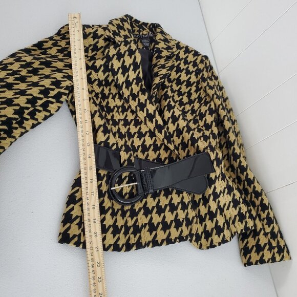 Scott Taylor Womens Vintage Camel Houndstooth Wide Belted Blazer Size S 80's - Picture 6 of 9
